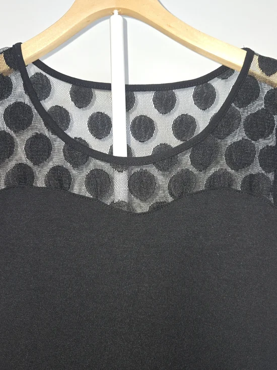 Boston Proper Black Polka Dot Mesh Top XS - Picture 3 of 5